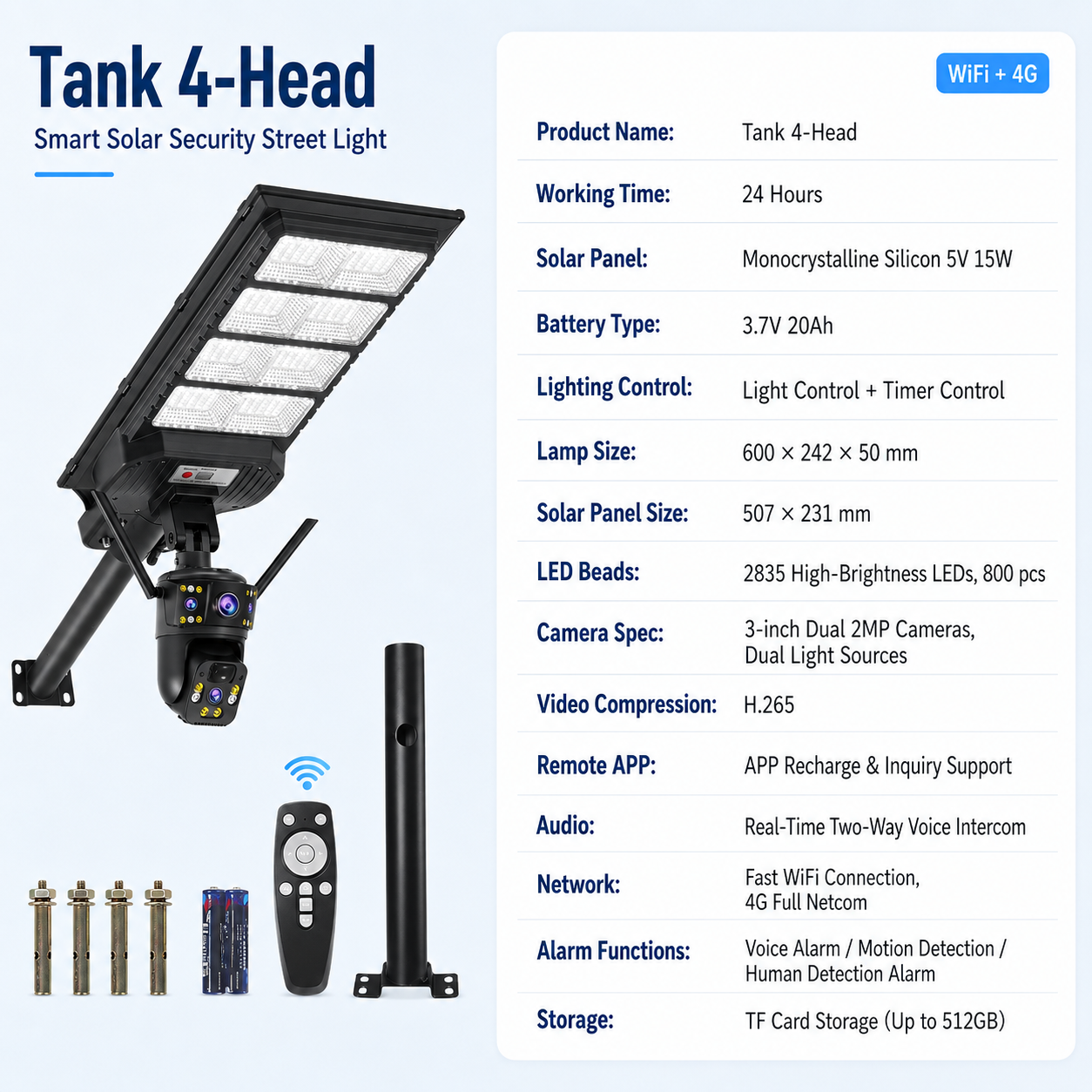 CS-1000LED Solar Monitoring Street Light SKU image 7